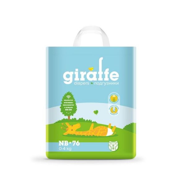 Подгузники Lovular Giraffe 0 - 4кг, размер NB, 76 шт.